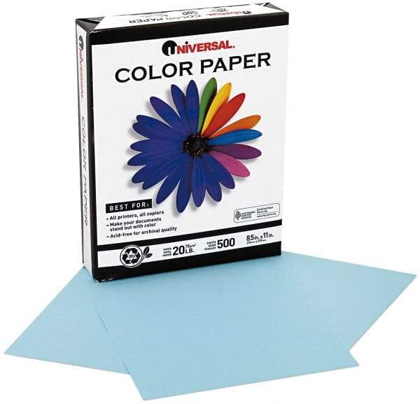 UNIVERSAL - 8-1/2" x 11" Blue Copy Paper - Use with Laser Printers, Copiers, Offset Presses, Spirit Duplicators - Americas Industrial Supply