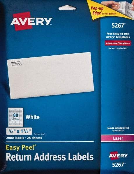 AVERY - 1-3/4" Long, White Paper Shipping Label - For Laser Printers - Americas Industrial Supply