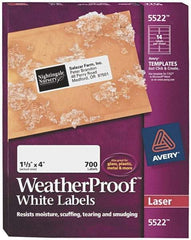 AVERY - 4" Long, White Polyester Shipping Label - For Laser Printers - Americas Industrial Supply