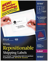 AVERY - 4" Long, White Paper Shipping Label - For Laser Printers - Americas Industrial Supply