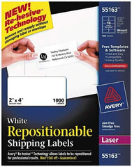 AVERY - 2" Wide x 4" Long, White Paper Shipping Label - For Laser Printers - Americas Industrial Supply
