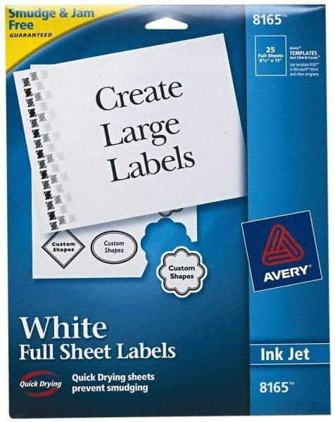 AVERY - 11" Long, White Paper Shipping Label - For Inkjet Printers - Americas Industrial Supply