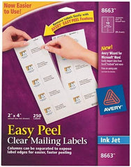 AVERY - 2" Wide x 4" Long, Clear Shipping Label - For Inkjet Printers - Americas Industrial Supply