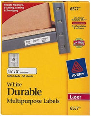AVERY - 3" Long, White Paper Name Badge Labels - For Laser Printers - Americas Industrial Supply