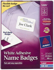 AVERY - 3-3/8" Long, White Paper Name Badge Labels - For Laser/Inkjet Printers - Americas Industrial Supply