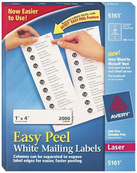 AVERY - 1" Wide x 4" Long, White Paper Shipping Label - For Laser Printers - Americas Industrial Supply