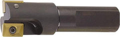 Kyocera - 1" Cut Diam, 0.6" Max Depth of Cut, 3/4" Shank Diam, 3.4" OAL, Indexable Square Shoulder End Mill - XPMT15T3\x85 Inserts, Weldon Shank, 90° Lead Angle, Series EM - Americas Industrial Supply