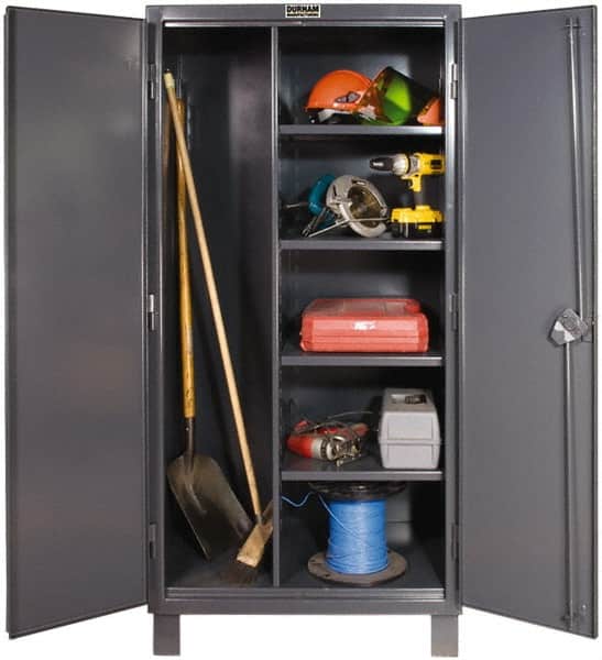 Durham - 4 Shelf Combination Storage Cabinet - Steel, 36" Wide x 24" Deep x 78" High, Gray - Americas Industrial Supply