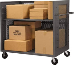 Durham - 2,000 Lb Capacity, 1 Shelf, 3-Sided Steel Truck - 30" Long x 48-1/2" Wide x 56-7/16" High, Phenolic Wheels - Americas Industrial Supply
