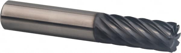 SGS - 1/2", 9 Flute, Single End, Solid Carbide, 0.12" Corner Radius End Mill - 3" OAL, 35° Helix, Right Hand Flute, 1-1/4" LOC, Right Hand Cut - Americas Industrial Supply