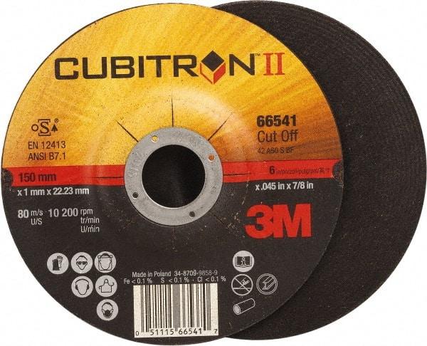 3M - 36 Grit, 6" Wheel Diam, 7/8" Arbor Hole, Type 27 Depressed Center Wheel - Ceramic, Resinoid Bond, S Hardness, 10,200 Max RPM - Americas Industrial Supply