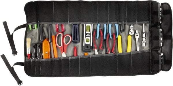 Ergodyne - 25 Pocket Gray Ballistic Polyester Tool Roll - 14-3/4" Wide x 27" Deep x 1" High - Americas Industrial Supply