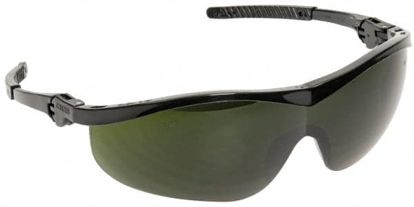 MCR Safety - Green Lenses, Framed Safety Glasses - Scratch Resistant, Black Plastic Frame, Adjustable Temples, Size Universal, Wrap Around - Americas Industrial Supply