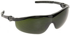 MCR Safety - Green Lenses, Framed Safety Glasses - Scratch Resistant, Black Plastic Frame, Adjustable Temples, Size Universal, Wrap Around - Americas Industrial Supply