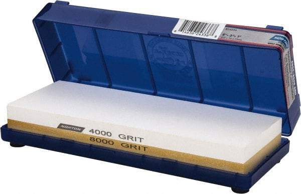Norton - 8" Long x 3" Wide x 1" Thick, Sharpening Stone - Rectangle, 4000/8000 Grit, Ultra Fine Grade - Americas Industrial Supply