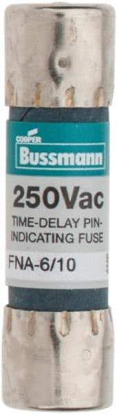 Cooper Bussmann - 250 VAC, 0.6 Amp, Time Delay Pin Indicator Fuse - Fuse Holder Mount, 1-1/2" OAL, 10 at 125 V kA Rating, 13/32" Diam - Americas Industrial Supply