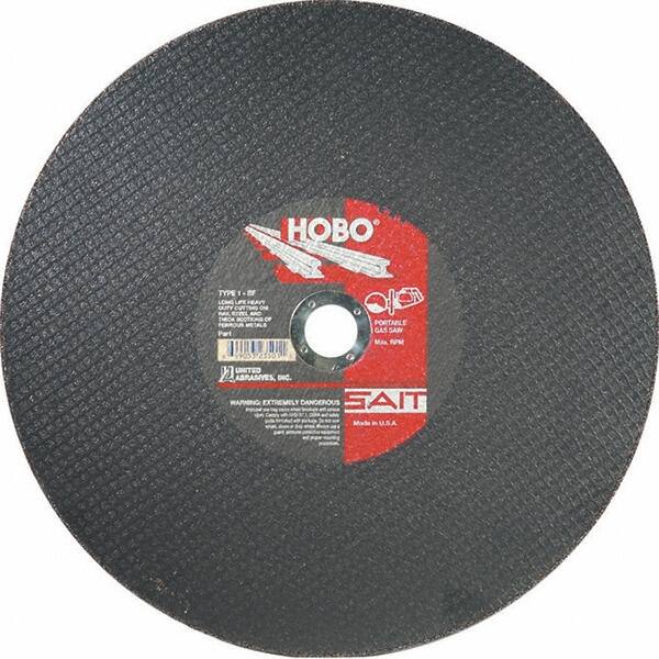 Sait - 16" Aluminum Oxide Cutoff Wheel - 1/8" Thick, 1" Arbor, 4,800 Max RPM, Use with Portable Tools - Americas Industrial Supply