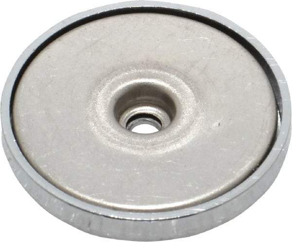 Mag-Mate - 1.24" Diam, 3/16" Cup Height, 3/16" Overall Height, 35 Lb Average Pull Force, 35 Lb Max Pull Force, Neodymium Rare Earth Cup Magnet - Through Hole Style, 1/8" Cup ID, 1/4" Magnet ID, Galvanized - Americas Industrial Supply