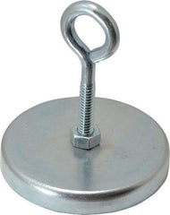 Mag-Mate - 2.63" Diam, 3/8" Cup Height, 2-1/4" Overall Height, 100 Lb Average Pull Force, 100 Lb Max Pull Force, Neodymium Rare Earth Cup Magnet - Loop Style, 1/2" Loop ID, Galvanized - Americas Industrial Supply