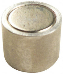 Mag-Mate - 6-32 Thread, 1/4" Diam, 1/2" High, 0.13 Lb Average Pull Force, Neodymium Rare Earth Pot Magnet - 1/4" Tapped Hole Depth, Nickel Plated, Aluminum Insulated - Americas Industrial Supply