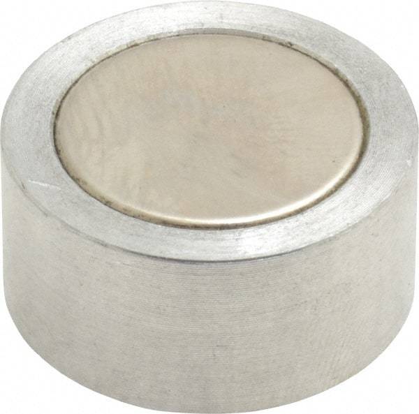 Mag-Mate - 1/4-20 Thread, 1" Diam, 1/2" High, 3.75 Lb Average Pull Force, Neodymium Rare Earth Pot Magnet - 1/4" Tapped Hole Depth, Nickel Plated, Aluminum Insulated - Americas Industrial Supply