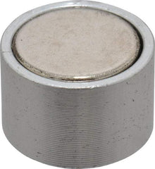 Mag-Mate - 10-24 Thread, 3/4" Diam, 1/2" High, 3 Lb Average Pull Force, Neodymium Rare Earth Pot Magnet - 1/4" Tapped Hole Depth, Nickel Plated, Aluminum Insulated - Americas Industrial Supply