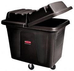 Rubbermaid - 600 Lb Load Capacity, 20 Cu Ft, Polyethylene Cube Truck - 34-1/8" Wide x 48" Long x 36-1/2" High, Black - Americas Industrial Supply