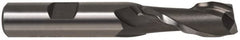 Weldon - 5/8" Diam, 4" LOC, 2 Flute High Speed Steel Roughing & Finishing Square End Mill - Uncoated, 6-1/8" OAL, 5/8" Shank Diam, Weldon Shank, 30° Helix, Centercutting - Americas Industrial Supply