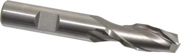 Weldon - 1/2" Diam, 1-1/4" LOC, 2 Flute High Speed Steel Roughing & Finishing Square End Mill - Uncoated, 3-1/4" OAL, 1/2" Shank Diam, Weldon Shank, 30° Helix, Centercutting - Americas Industrial Supply