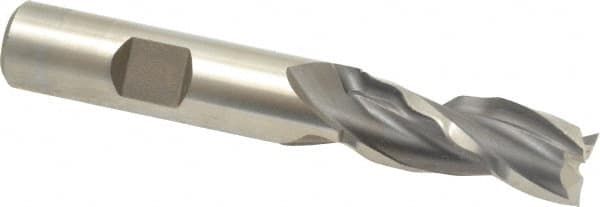 Weldon - 1/2" Diam, 1-1/4" LOC, 3 Flute High Speed Steel Roughing & Finishing Square End Mill - Uncoated, 3-1/4" OAL, 1/2" Shank Diam, Weldon Shank, 30° Helix, Centercutting - Americas Industrial Supply