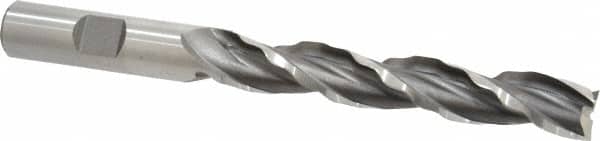 Weldon - 1/2" Diam, 3" LOC, 3 Flute High Speed Steel Roughing & Finishing Square End Mill - Uncoated, 5" OAL, 1/2" Shank Diam, Weldon Shank, 30° Helix, Centercutting - Americas Industrial Supply
