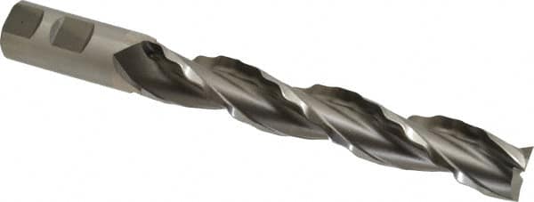 Made in USA - 1" Diam, 6" LOC, 3 Flute High Speed Steel Roughing & Finishing Square End Mill - Uncoated, 8-1/2" OAL, 1" Shank Diam, Weldon Shank, 30° Helix, Centercutting - Americas Industrial Supply