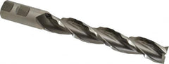 Made in USA - 1" Diam, 6" LOC, 3 Flute High Speed Steel Roughing & Finishing Square End Mill - Uncoated, 8-1/2" OAL, 1" Shank Diam, Weldon Shank, 30° Helix, Centercutting - Americas Industrial Supply