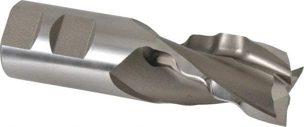 Weldon - 1-1/4" Diam, 2" LOC, 3 Flute High Speed Steel Roughing & Finishing Square End Mill - Uncoated, 4-1/2" OAL, 1-1/4" Shank Diam, Weldon Shank, 30° Helix, Centercutting - Americas Industrial Supply