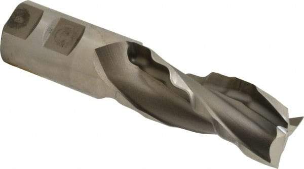 Made in USA - 1-1/4" Diam, 3" LOC, 3 Flute High Speed Steel Roughing & Finishing Square End Mill - Uncoated, 5-1/2" OAL, 1-1/4" Shank Diam, Weldon Shank, 30° Helix, Centercutting - Americas Industrial Supply