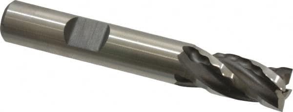 Weldon - 3/8" Diam, 3/4" LOC, 4 Flute High Speed Steel Roughing & Finishing Square End Mill - Uncoated, 2-1/2" OAL, 3/8" Shank Diam, Weldon Shank, 30° Helix, Non-Centercutting - Americas Industrial Supply