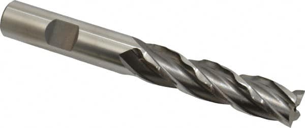 Weldon - 1/2" Diam, 2" LOC, 4 Flute High Speed Steel Roughing & Finishing Square End Mill - Uncoated, 4" OAL, 1/2" Shank Diam, Weldon Shank, 30° Helix, Non-Centercutting - Americas Industrial Supply