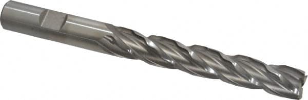 Weldon - 1/2" Diam, 3" LOC, 4 Flute High Speed Steel Roughing & Finishing Square End Mill - Uncoated, 5" OAL, 1/2" Shank Diam, Weldon Shank, 30° Helix, Non-Centercutting - Americas Industrial Supply