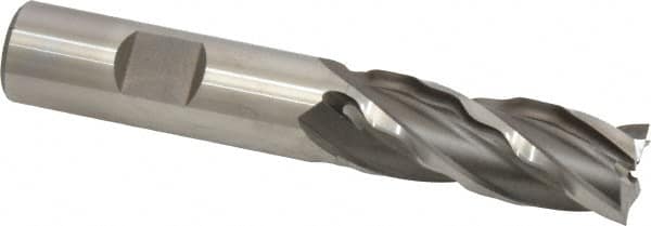 Weldon - 5/8" Diam, 1-5/8" LOC, 4 Flute High Speed Steel Roughing & Finishing Square End Mill - Uncoated, 3-3/4" OAL, 5/8" Shank Diam, Weldon Shank, 30° Helix, Non-Centercutting - Americas Industrial Supply