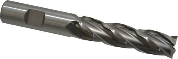 Weldon - 5/8" Diam, 2-1/2" LOC, 4 Flute High Speed Steel Roughing & Finishing Square End Mill - Uncoated, 4-5/8" OAL, 5/8" Shank Diam, Weldon Shank, 30° Helix, Non-Centercutting - Americas Industrial Supply