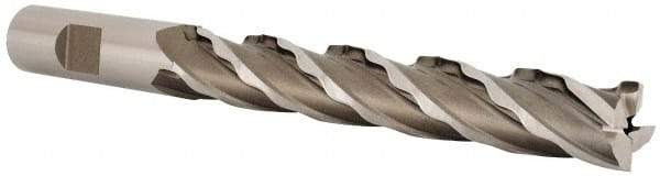 Weldon - 5/8" Diam, 4" LOC, 4 Flute High Speed Steel Roughing & Finishing Square End Mill - Uncoated, 6-1/8" OAL, 5/8" Shank Diam, Weldon Shank, 30° Helix, Non-Centercutting - Americas Industrial Supply