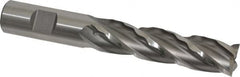 Weldon - 3/4" Diam, 3" LOC, 4 Flute High Speed Steel Roughing & Finishing Square End Mill - Uncoated, 5-1/4" OAL, 3/4" Shank Diam, Weldon Shank, 30° Helix, Non-Centercutting - Americas Industrial Supply