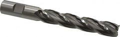 Weldon - 3/4" Diam, 4" LOC, 4 Flute High Speed Steel Roughing & Finishing Square End Mill - Uncoated, 6-1/4" OAL, 3/4" Shank Diam, Weldon Shank, 30° Helix, Non-Centercutting - Americas Industrial Supply
