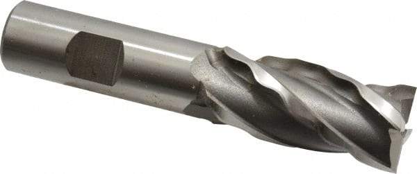 Weldon - 7/8" Diam, 1-7/8" LOC, 4 Flute High Speed Steel Roughing & Finishing Square End Mill - Uncoated, 4-1/8" OAL, 3/4" Shank Diam, Weldon Shank, 30° Helix, Non-Centercutting - Americas Industrial Supply