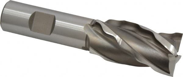 Weldon - 1" Diam, 1-7/8" LOC, 4 Flute High Speed Steel Roughing & Finishing Square End Mill - Uncoated, 4-1/8" OAL, 3/4" Shank Diam, Weldon Shank, 30° Helix, Non-Centercutting - Americas Industrial Supply