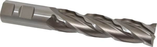 Made in USA - 1" Diam, 4" LOC, 4 Flute High Speed Steel Roughing & Finishing Square End Mill - Uncoated, 6-1/2" OAL, 1" Shank Diam, Weldon Shank, 30° Helix, Non-Centercutting - Americas Industrial Supply