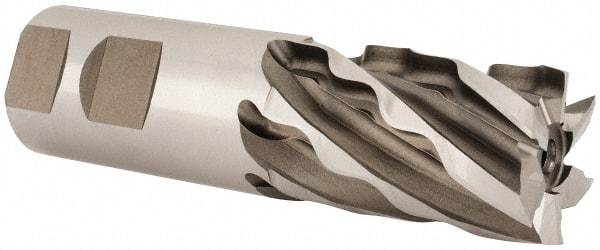 Weldon - 1-1/4" Diam, 2" LOC, 6 Flute High Speed Steel Roughing & Finishing Square End Mill - Uncoated, 4-1/2" OAL, 1-1/4" Shank Diam, Weldon Shank, 30° Helix, Non-Centercutting - Americas Industrial Supply