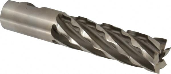 Weldon - 1-1/4" Diam, 4" LOC, 6 Flute High Speed Steel Roughing & Finishing Square End Mill - Uncoated, 6-1/2" OAL, 1-1/4" Shank Diam, Weldon Shank, 30° Helix, Non-Centercutting - Americas Industrial Supply