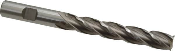 Weldon - 1/2" Diam, 3" LOC, 4 Flute High Speed Steel Roughing & Finishing Square End Mill - Uncoated, 5" OAL, 1/2" Shank Diam, Weldon Shank, 30° Helix, Centercutting, Regular Length - Americas Industrial Supply