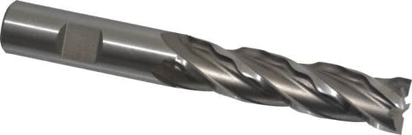 Weldon - 5/8" Diam, 2-1/2" LOC, 4 Flute High Speed Steel Roughing & Finishing Square End Mill - Uncoated, 4-5/8" OAL, 5/8" Shank Diam, Weldon Shank, 30° Helix, Centercutting, Regular Length - Americas Industrial Supply